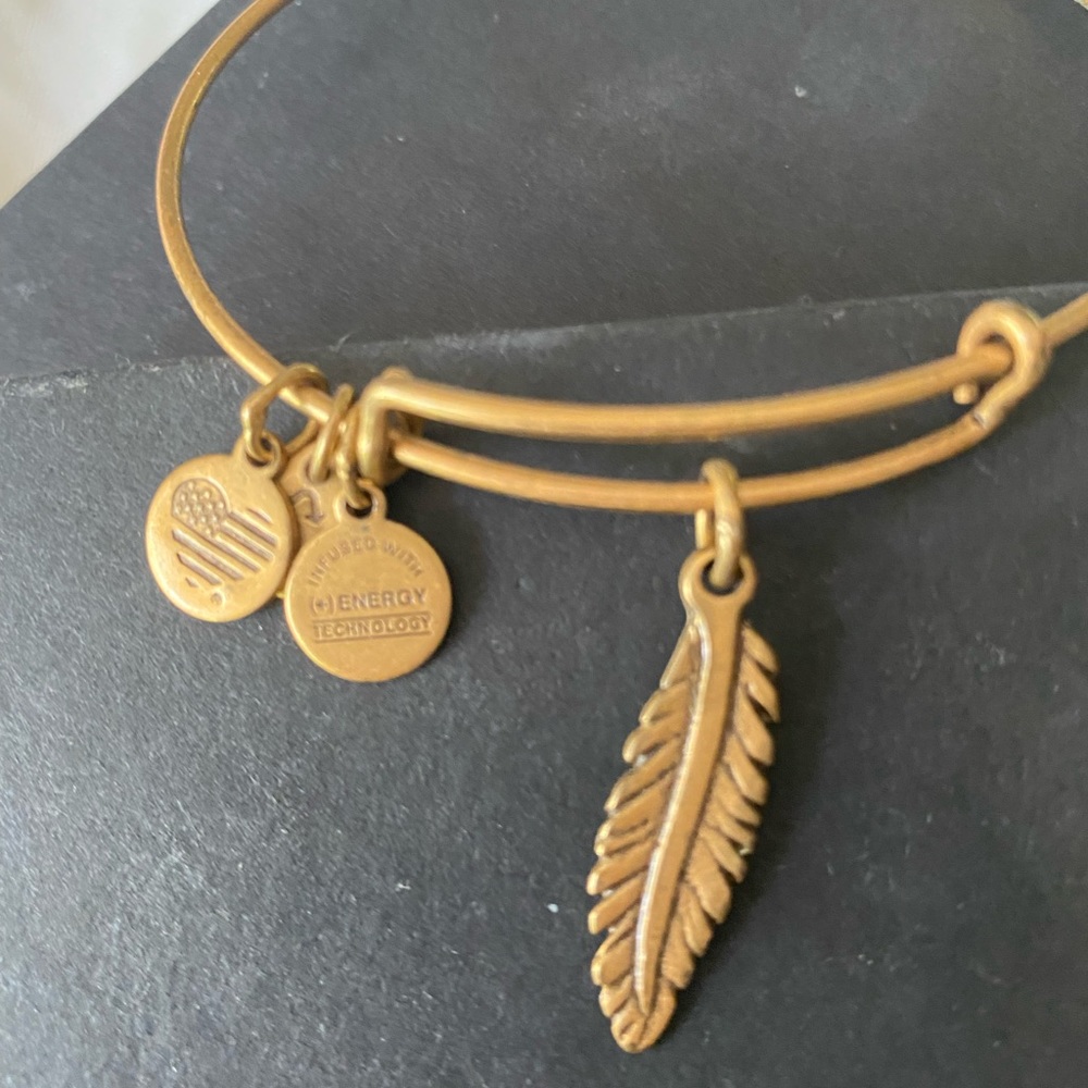 Alex and Ani feather bracelet gold